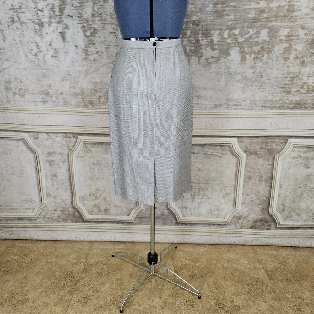 Vintage Houndstooth Pencil Skirt VTG 1990s 90s M Black White Academia Pinup Ska